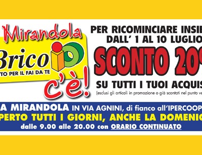 Sconti eccezionali al Brico Io di Mirandola