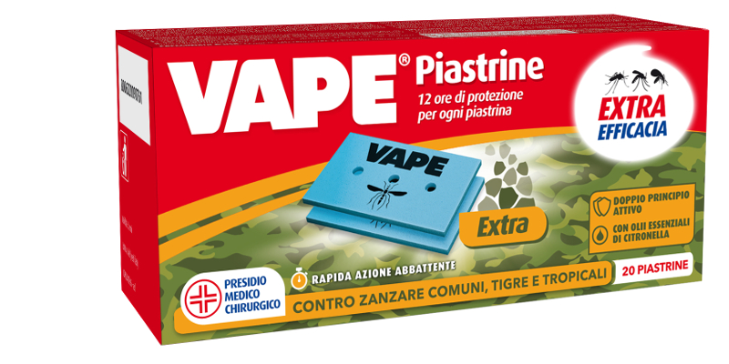 VAPE, fornellino e piastrine anti zanzare 12 ore di protezione