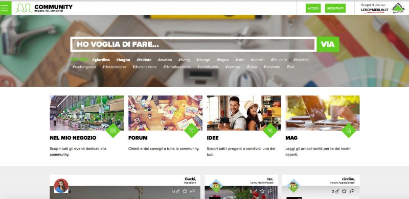 E’ on line, la nuova community Leroy Merlin