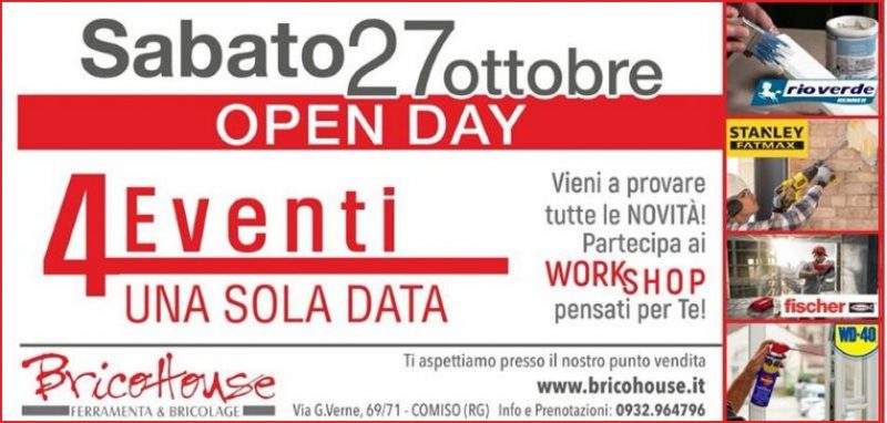 &ldquo;4 Eventi una sola data&rdquo;, l&rsquo;Open Day di Brico House