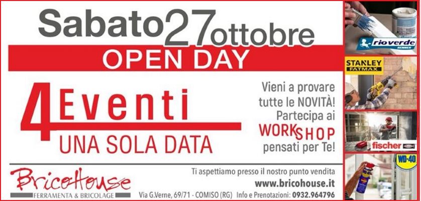 “4 Eventi una sola data”, l’Open Day di Brico House