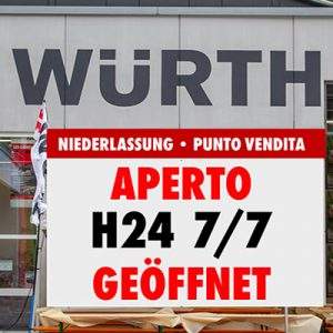 W&uuml;rth Italia, negozi e servizi di delivery aperti H24