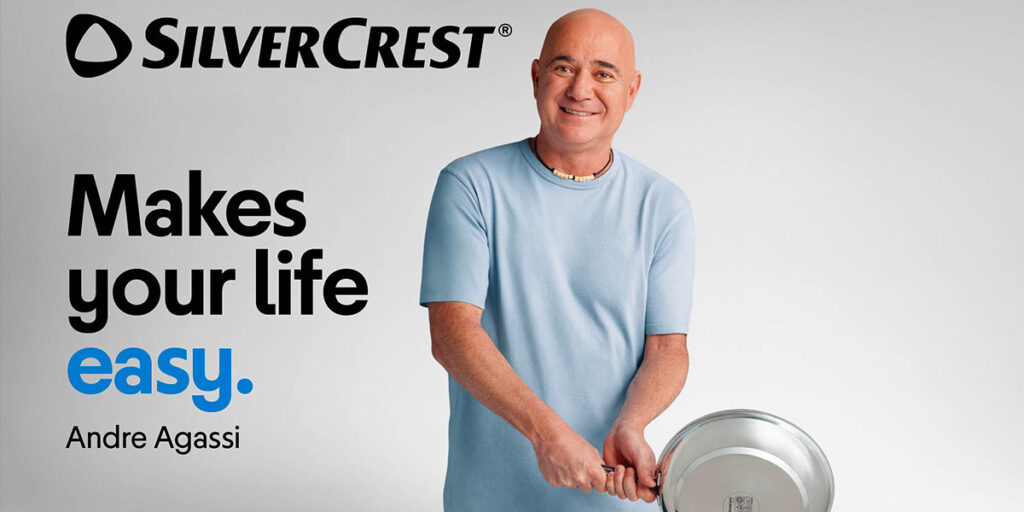 Lidl sceglie Andre Agassi per la nuova identità di Silvercrest